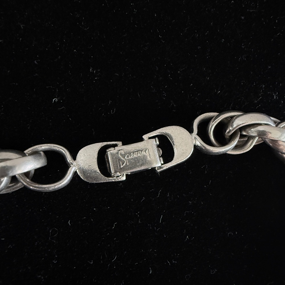 Vintage Sperry Silver Tone Chunky Double Link Chain Necklace 18.5 Inch Statement - Picture 4 of 8